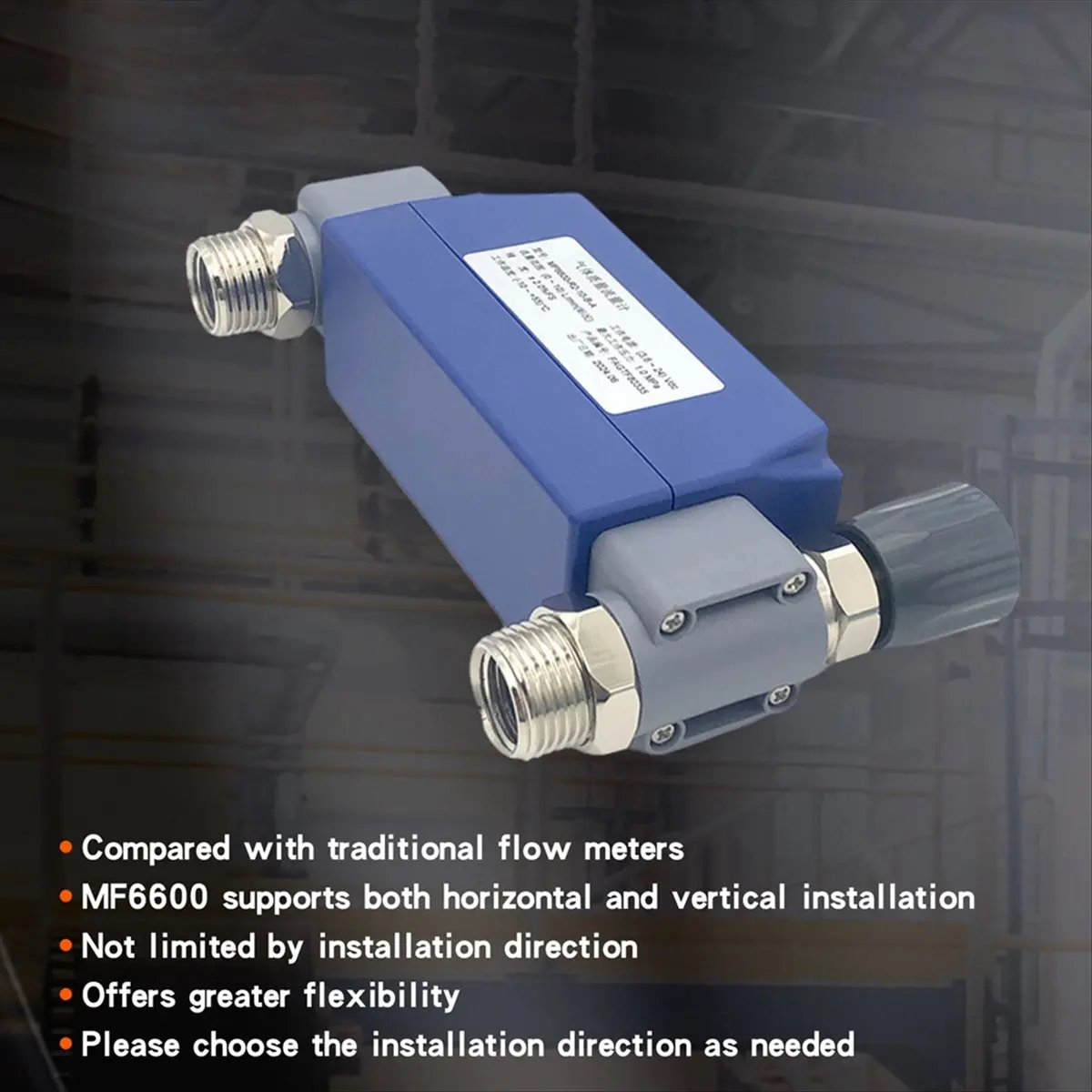 A008 MF6600 Thermal Mass Meter Digital MEMS Gas Flowmeter with LCD Display RS485 Output Adjustable High Accuracy A