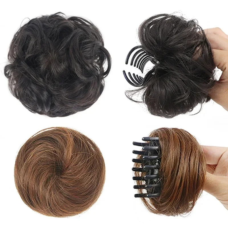 Bun Fake Donut Lengthening Wig Rubber Hair Piece Ladies Braided Bun Hair Clips for Women  Claw Clip  Hair Accessories