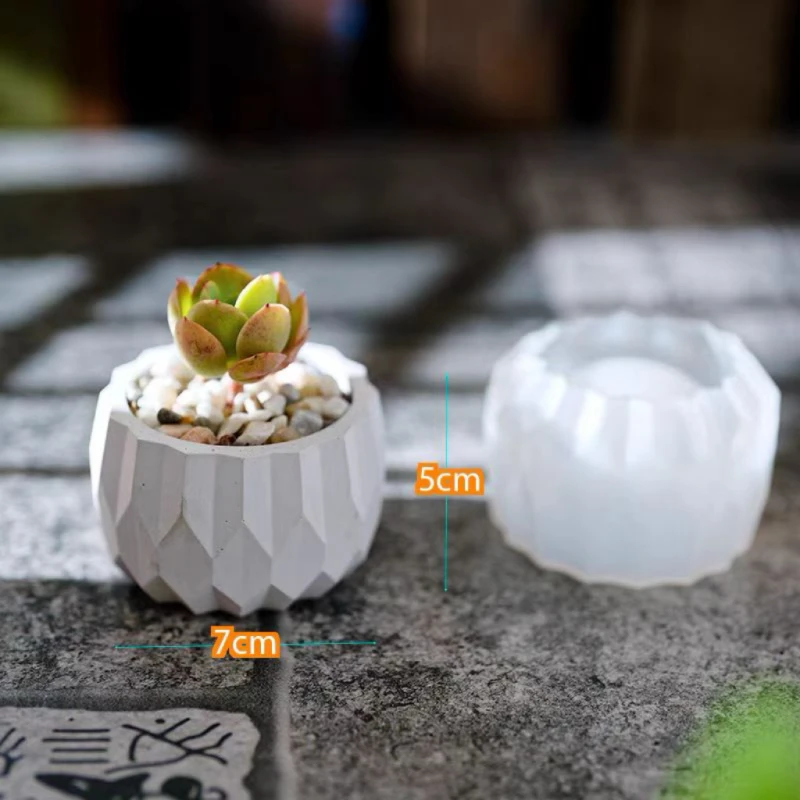 Geometric Round Flower Pot Silicone Mold Handmade Concrete Cement Succulent Plants Pot Gypsum Resin Flowerpot Mold