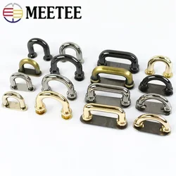 Meetee-anel de metal D para alça de bolsa, arco ponte fivela, o anéis lado clipe, fecho fivelas de cinto, bolsa acessórios de hardware, 10pcs