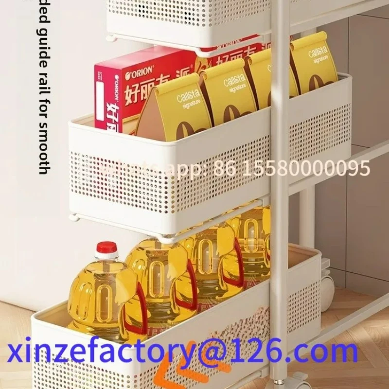 Carro organizador lateral de refrigerador de pie de elfo estrecho multicapa de cocina personalizable, almacenamiento