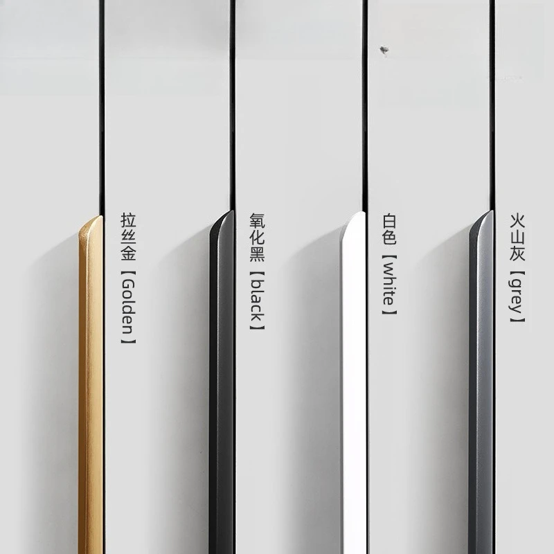 سبائك الزنك خزانة المطبخ تسحب مقابض الأدراج أسود فضي مخفي مقابض للخزانة باب غرفة النوم الأثاث مقبض الأجهزة #1