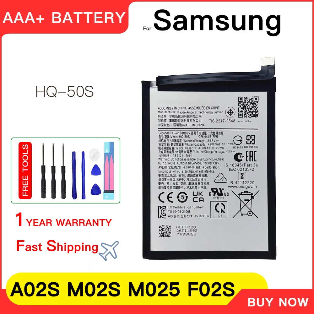 Genuine HQ-50s Battery For Samsung Galaxy A02 A02S SM-A022F A022DS A022M A022G A025F A025DS A025G Replacement Batteria+Tools