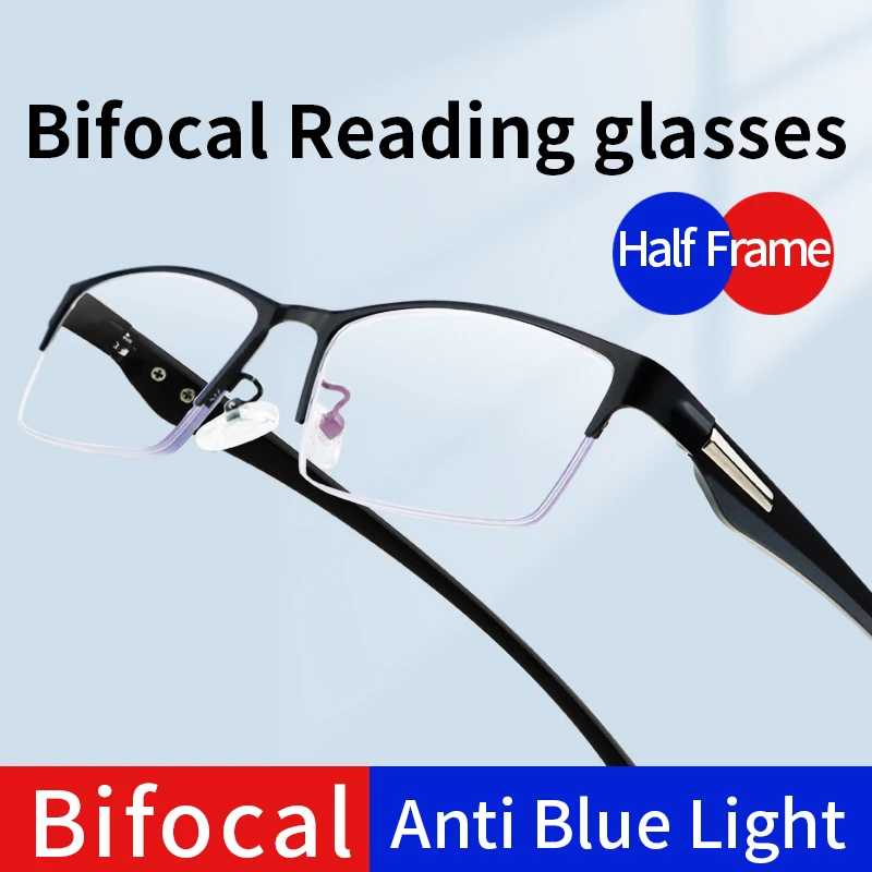 

Bifocal Reading Glasses for Men Blue Light Blocking, Anti Eyestrain/Dryness/UV Far-Near Dual-Use Readers Magnifying glasses