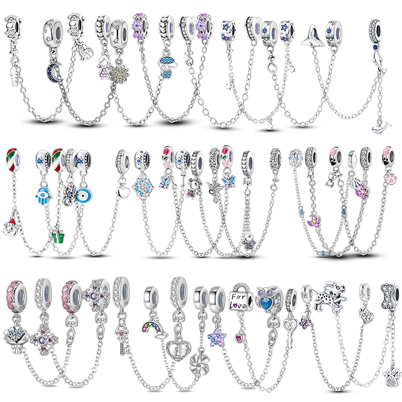 

Original Classic 925 Silver Fashion Bracelet Reinforced Safety Chain, Hot Selling Bracelet Anti-drop Small Buckle Chain DIY Gift