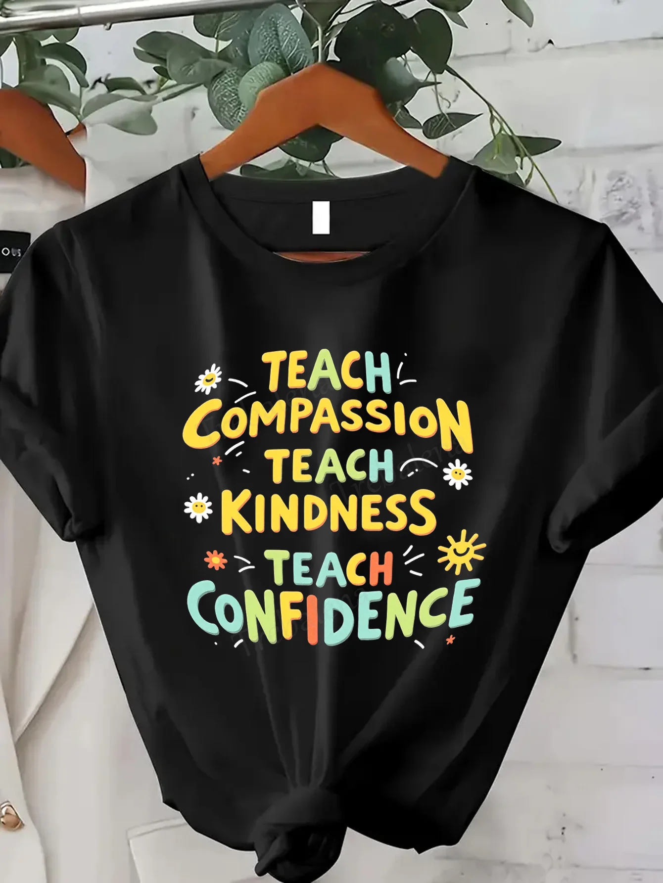 

Women T-shirt Colorful Teach Compassion T-Shirt for Women, Casual Style