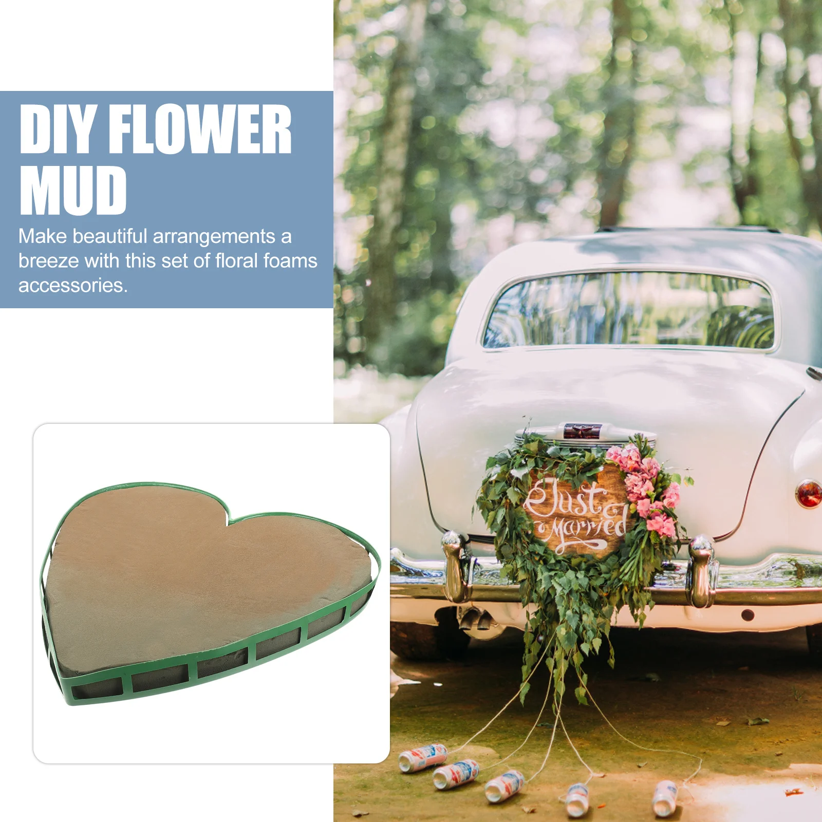 1 قطعة زهرة رأس السيارة الديكور DIY بها بنفسك زهرة الطين مع كوب الشفط لحفل الزفاف متجر المنزل استخدام الأخضر كبير على شكل قلب الأزهار