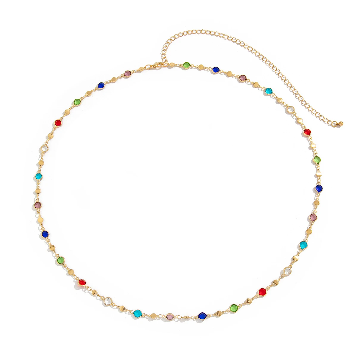 IngeSight.Z Simple Colorful Geometric Crystal Waist Belly Chain for Women 2024 Trendy Bikini Thin Belt Chain Body Jewelry