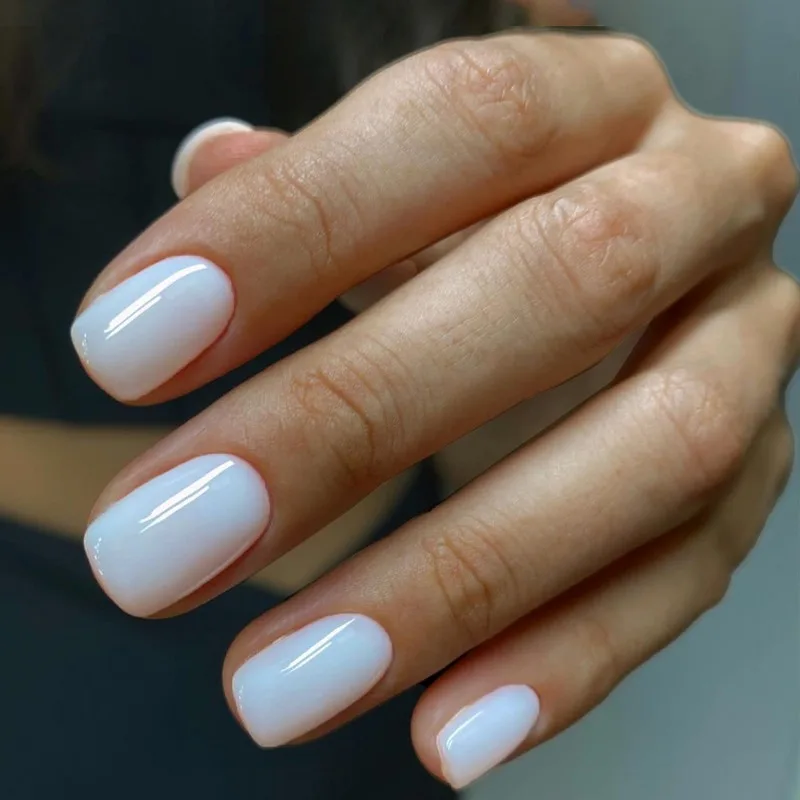 Cute Sweet And Gentle Light Powder Gradient Square Easy To Wear Nails Simple Style Pure Want Fake Nail Finished