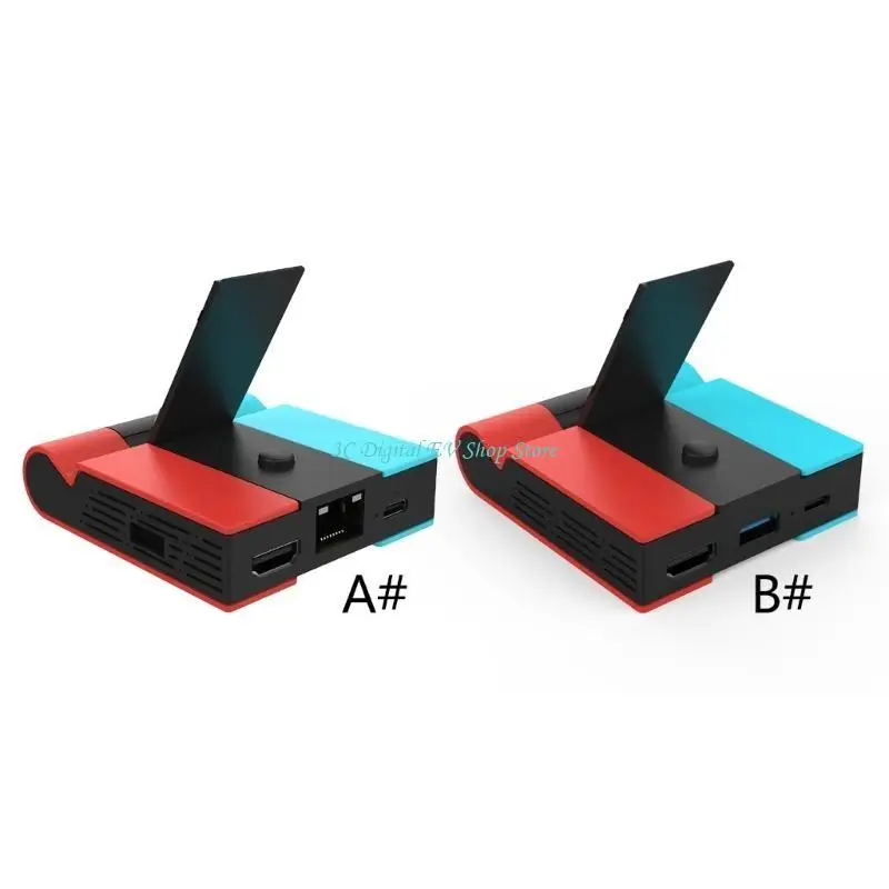 

E74D для NS Dock Складной видеоконвертер RJ45-Ethernet USB3.0 Порт для зарядки PD