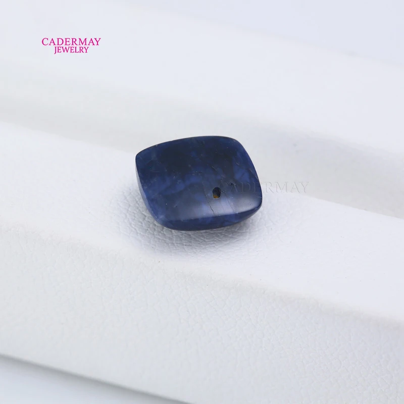 Cadermay NGTC Certificate Not Heated Natural Sapphire 4.85ct Cushion Cabochon Dark Blue Sapphire Gemstones For Jewelry Making