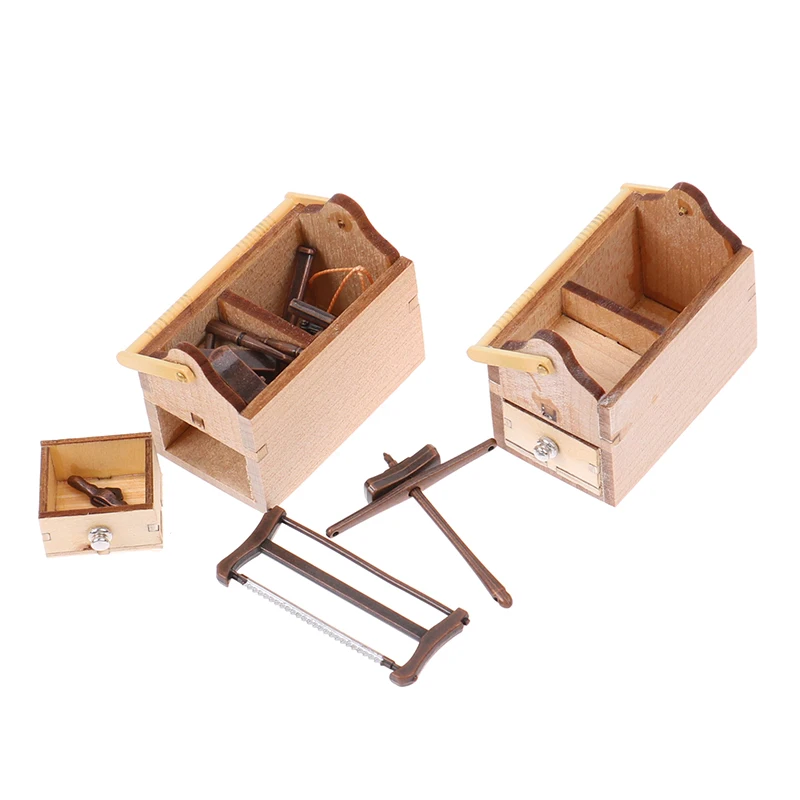 1 Set Mini Reparatur Werkzeuge Simulation Toolbox Modell Spielzeug Für Puppe Haus Dekoration 1/12 Puppenhaus Miniatur Zubehör