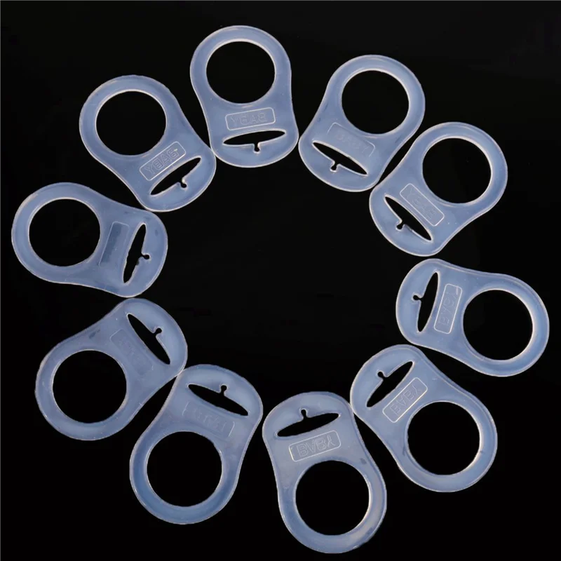 

B24C-40 Pcs Button Silicone Ring Mam Pacifier Holder Mannequin Clip Adapter Transparent