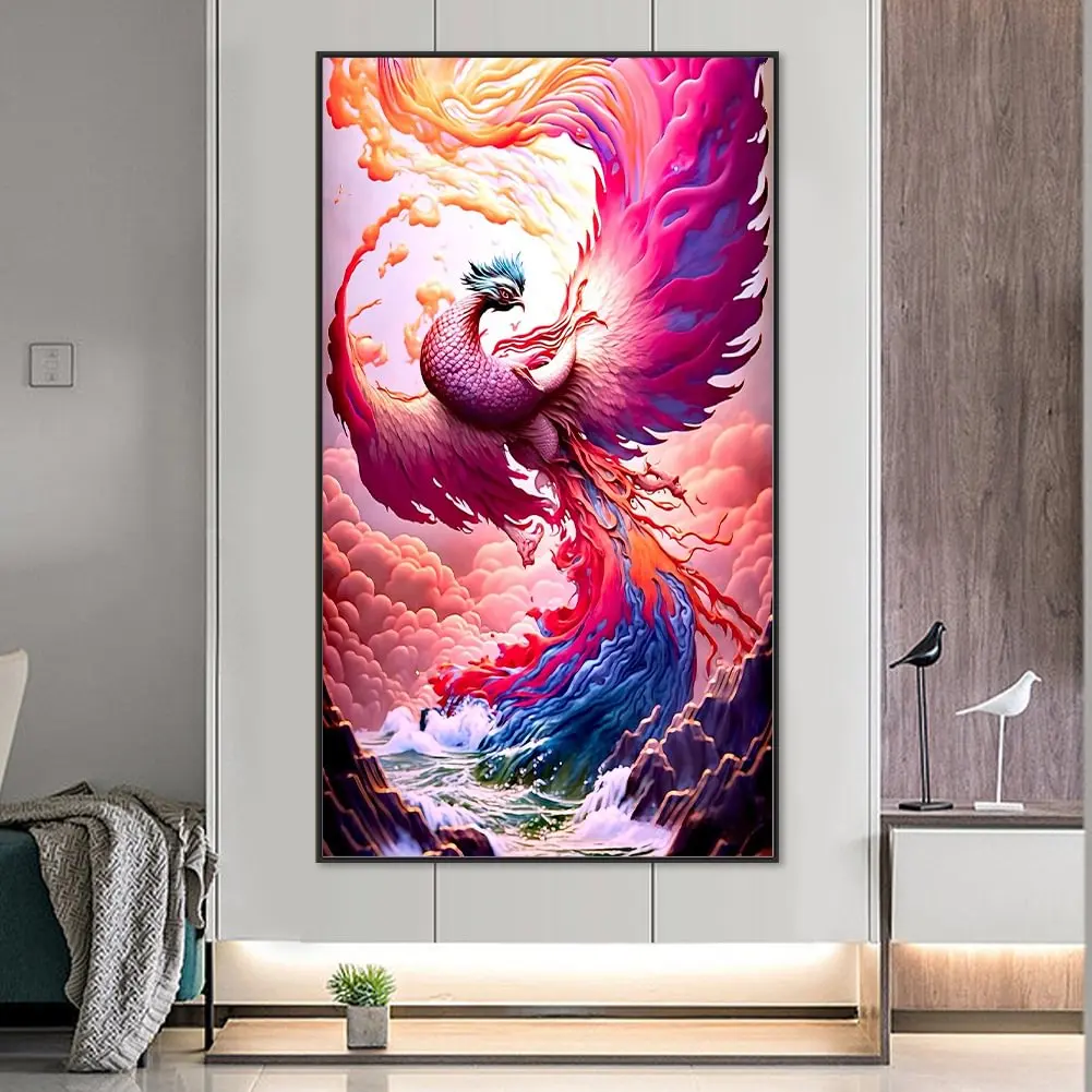 Colorful Phoenix Large Size Full Square Round Diamond Painting Embroidery Mosaic Cross Stitch Fantasy Animals For Home Decor