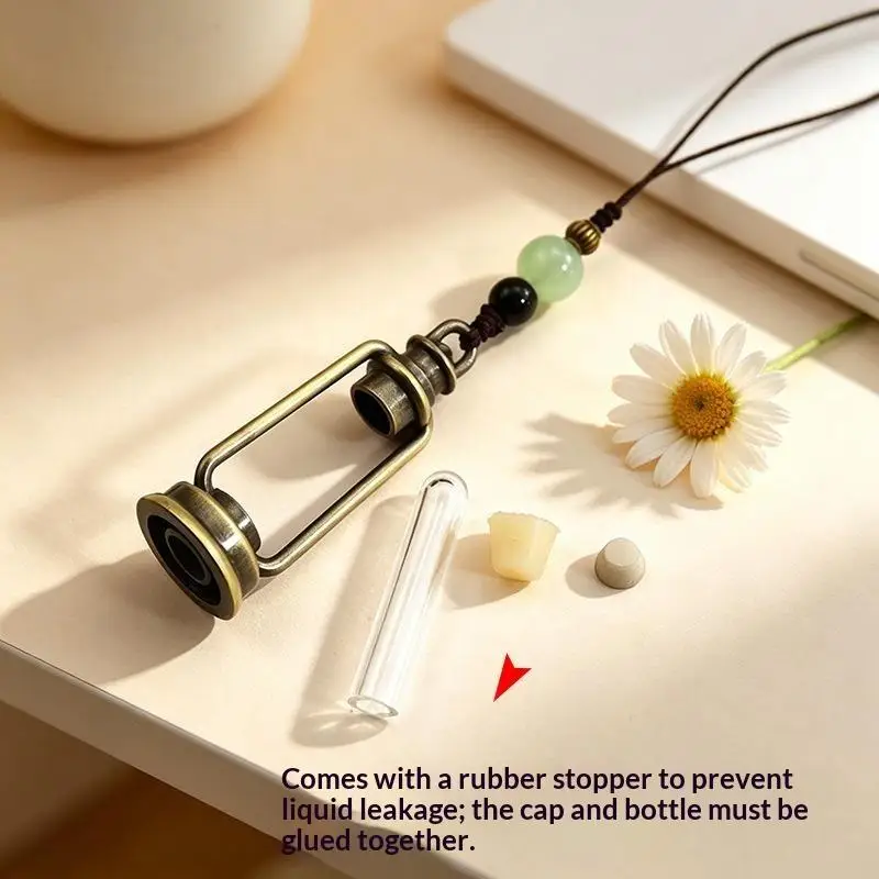1PC Glass Vial Pendant Urn Keepsake Wishing Bottle Alloy Charm Handmade Keychain Backpack Decoration Women