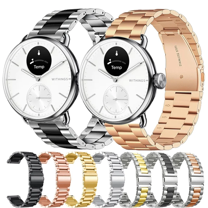 18mm 20mm Stainless Steel Strap For Withings ScanWatch 2 42mm 38mm Metal Band For Withings Steel HR 36mm 40mm/HR Sport/Horizon