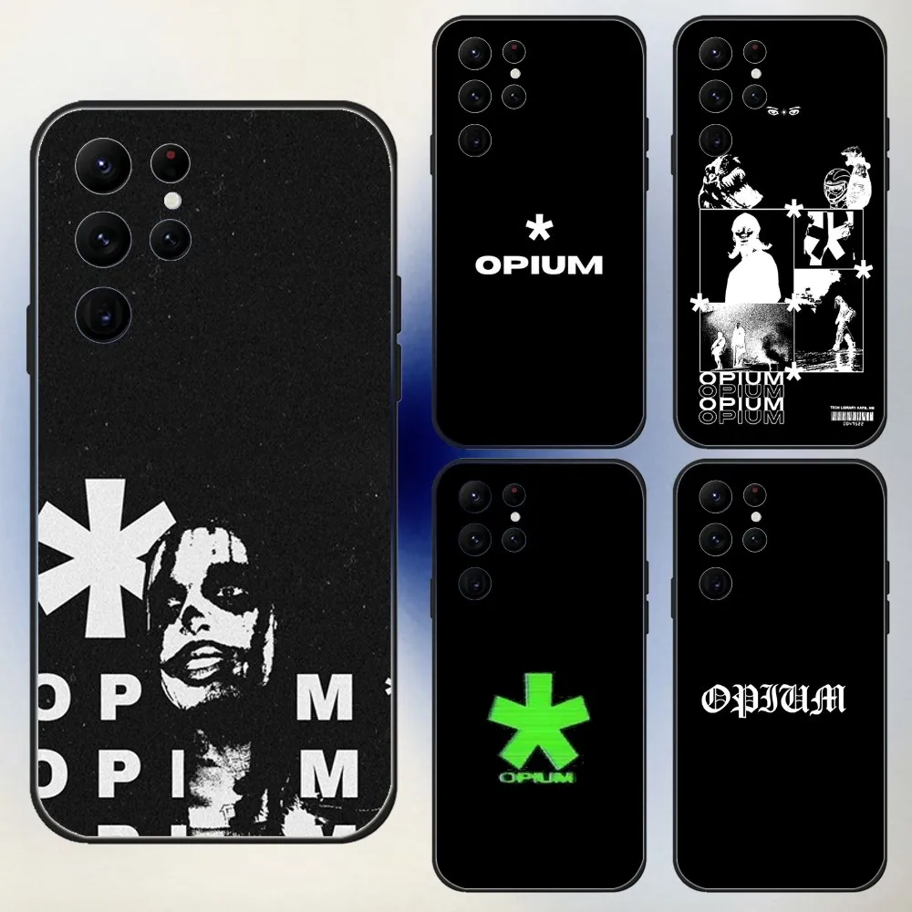 O-Opium Rap Playboi Carti Handyhülle für Samsung S24,23,22,30,21,10,9,Ultra,Plus,Lite,FE,5G Schwarz Soft Case