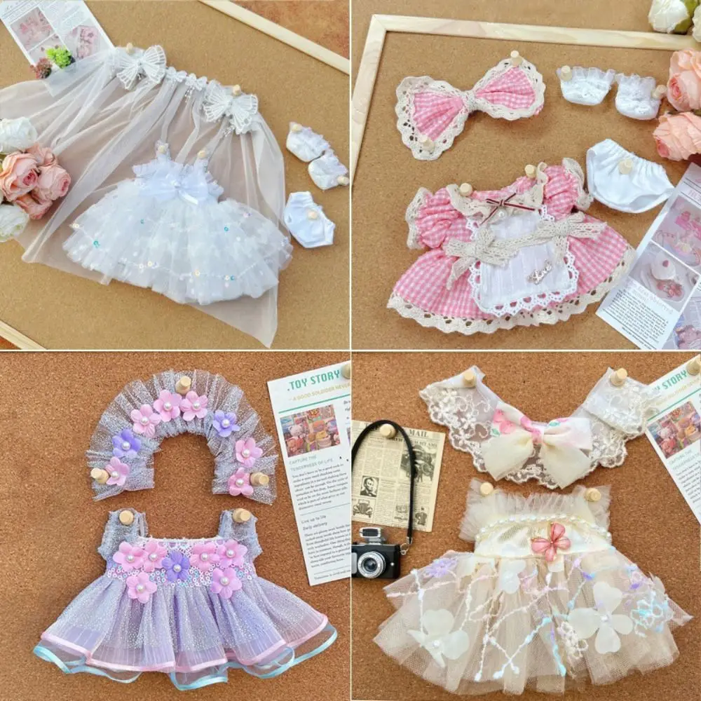 Lolita vestido 20cm algodão boneca roupas princesa saia diy roupas ídolo boneca roupas vestido de casamento vestir-se roupas de brinquedo de pelúcia