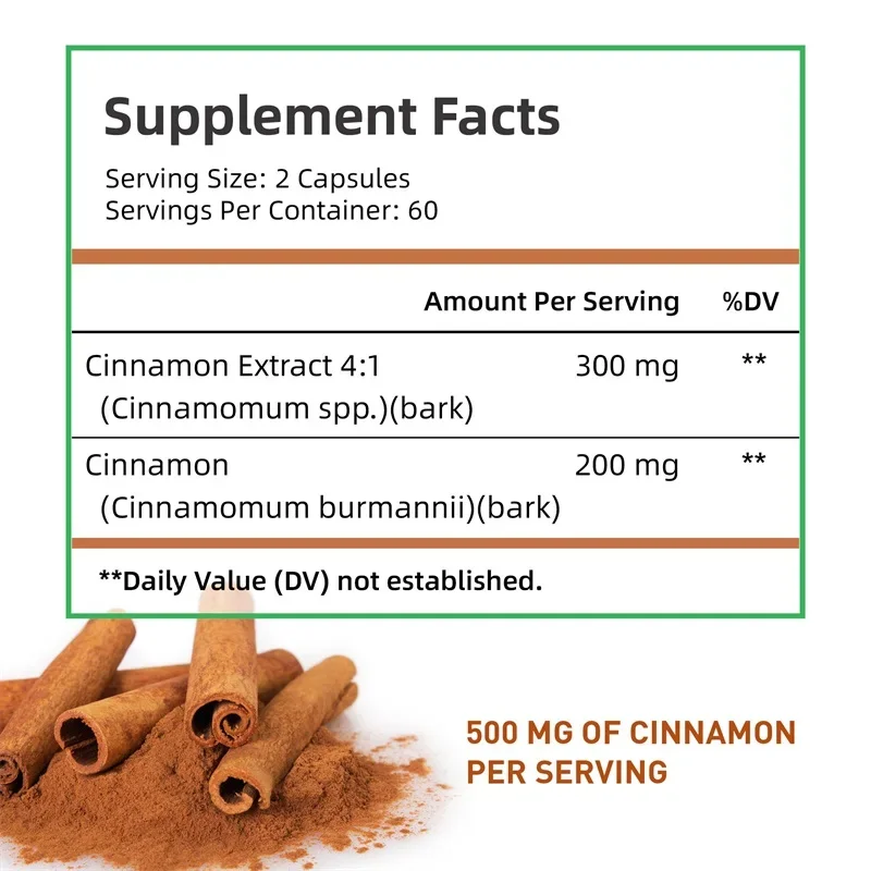 Cinnamon Capsules 500mg - Helps with Joint Pain, Digestion, Antioxidants, Boosts Metabolism