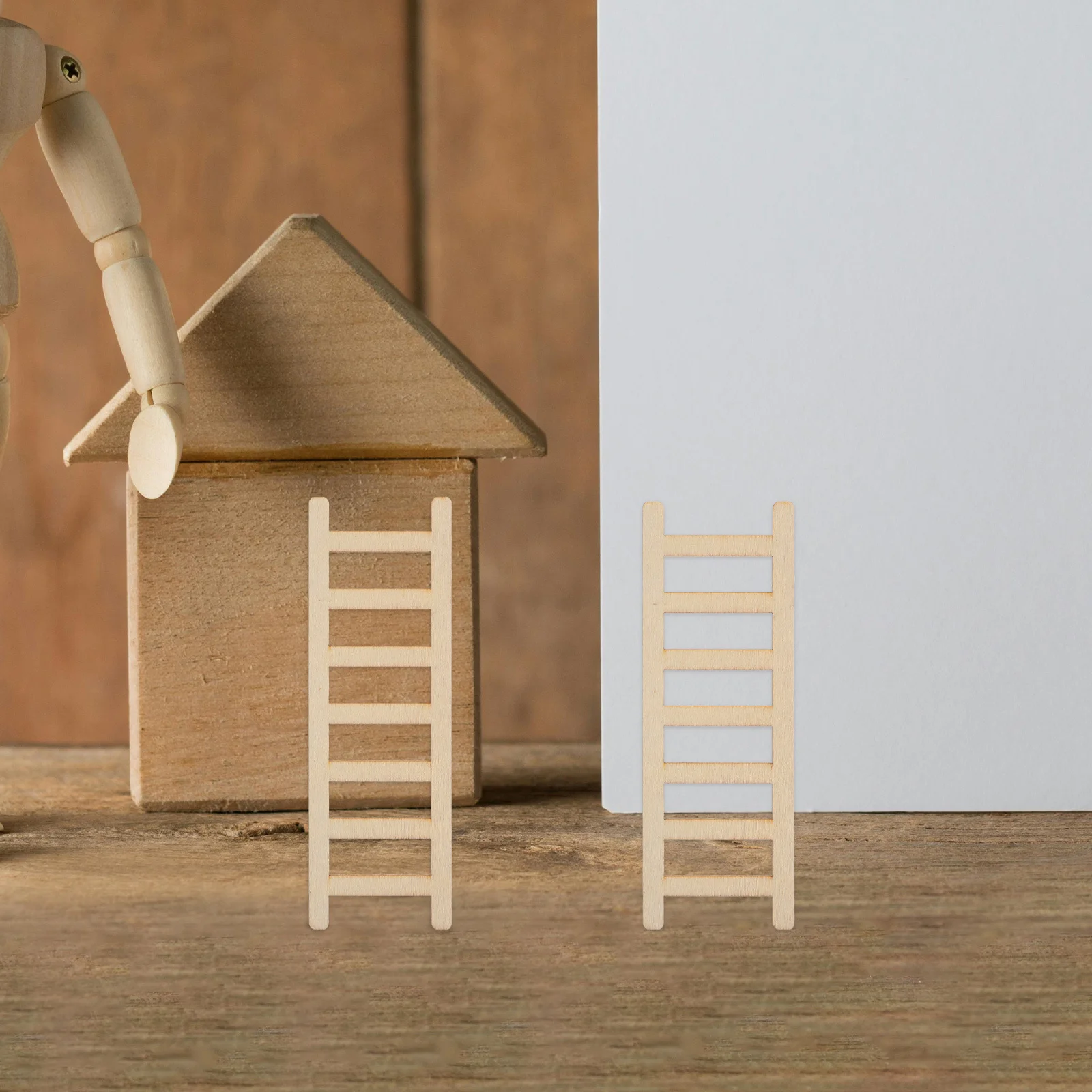 

2pcs Miniature Wooden Ladder for House Outdoor Furniture Decor Small Plant Stand BESPORTBLE