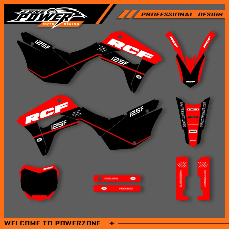 

POWERZONE мотокросс команда графический фон наклейки наборы наклеек для HONDA CRF 2019 2020 2021 CRF125F 125F индивидуальный номер 02