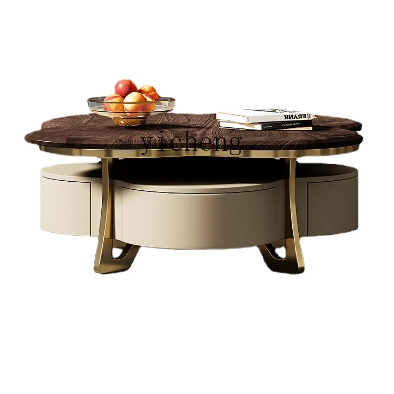 

Xl Solid Wood Coffee Table Walnut Villa Living Room High-End Modern Furniture round Square Table