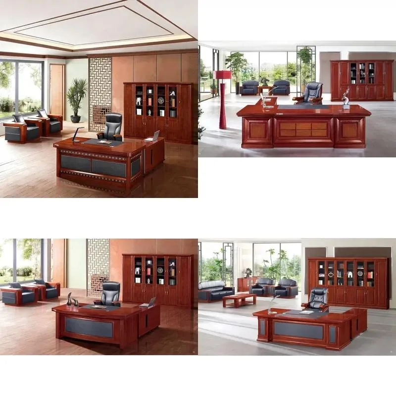 Mahogany Luxury Gold Executive Writing Desk Solid Wood Office Furniture for Boss