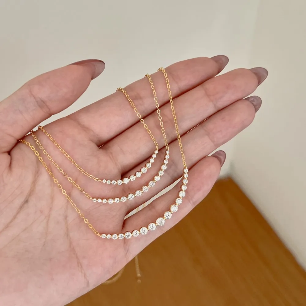 

Новое серебряное колье S925 для девочек, ниша, легкая роскошь, улыбка, ромбовидная композиция, геометрическая мода, цепочка на ключицу