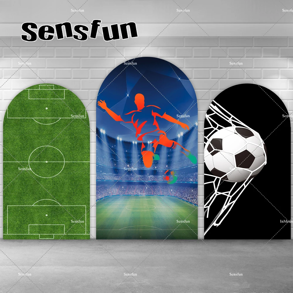 

Green Soccer Field Arch Backdrop Boys Adult Football Sport Theme Birthday Party Backgrounds Arched Banner Doubleside