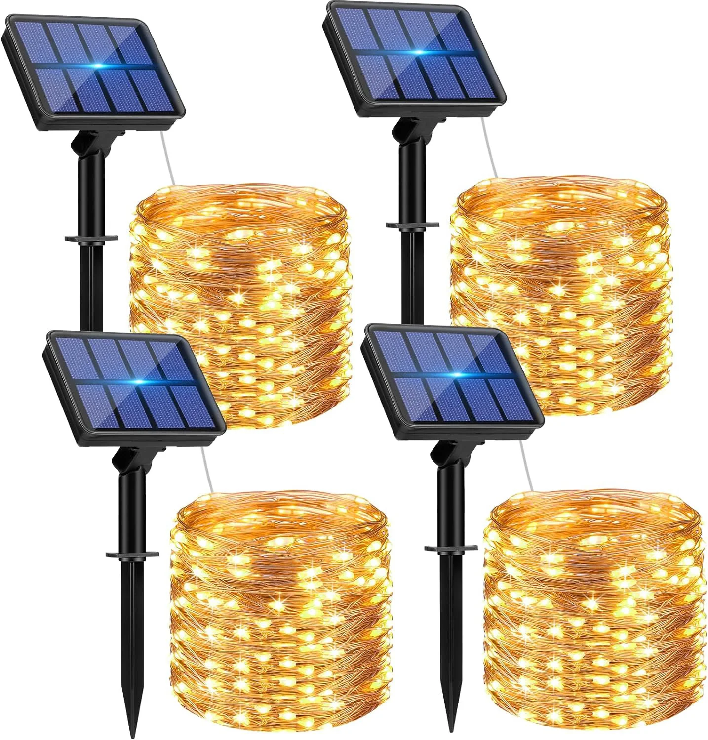 

4pcs 12m 100LED Solar Outdoor Lights String Garden Fairy Lights Waterproof Christmas Garland Yard Decoration Holiday Lighting