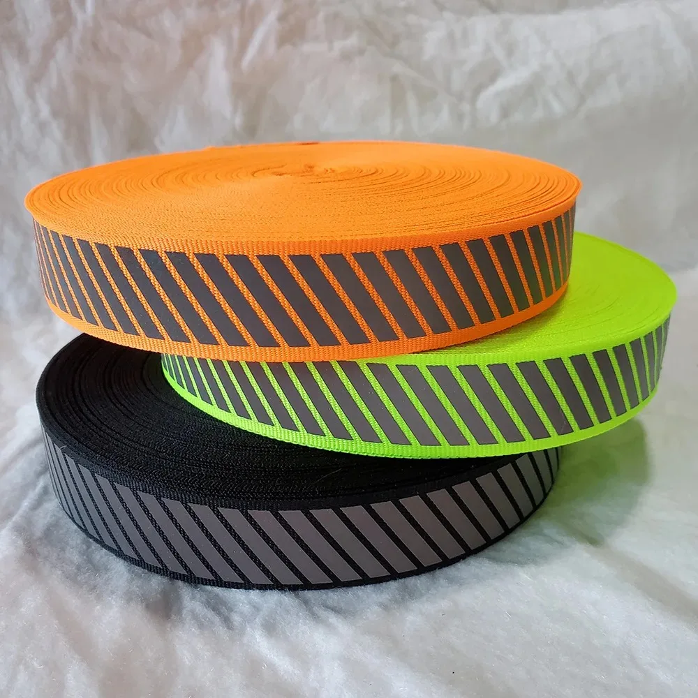 2.5cm Width Twill Webbing Reflective Belts Ribbon Strip Edging Braid Trim Sew On Garment Accessories