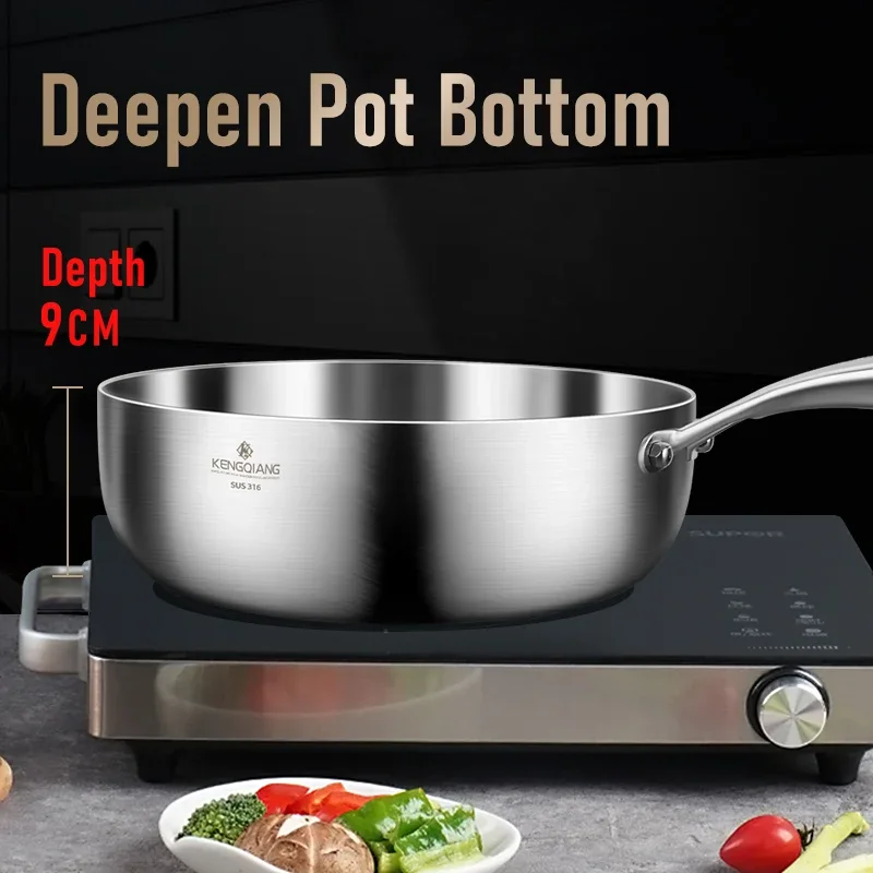 z 316 Stainless Steel Frying Pan Non-stick Frying Milk Pan Skillet 316 Stainless Steel