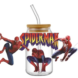 3D Cartoon Spiderman UV DTF CUP Wraps Transfer Stickers Selfadhesive Waterproof Decals For 16OZ libbey Can