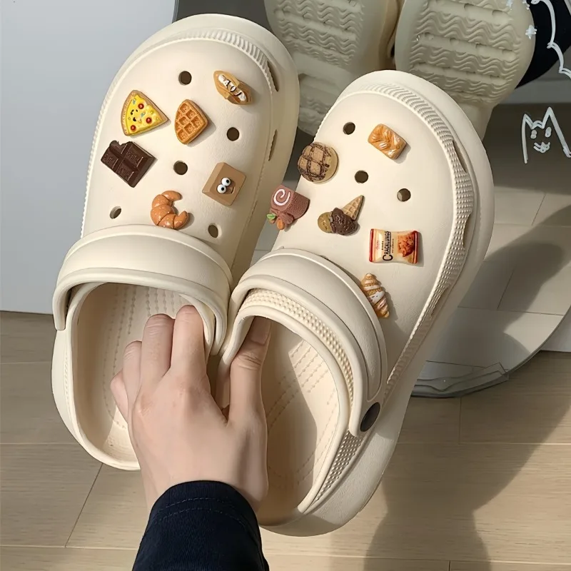 12pcs Hot Sale DIY Hole Shoes Charms Food and Desserts Accessories Designer Quality Garden Shoe Decoration Girl Gift 2025 New image 3