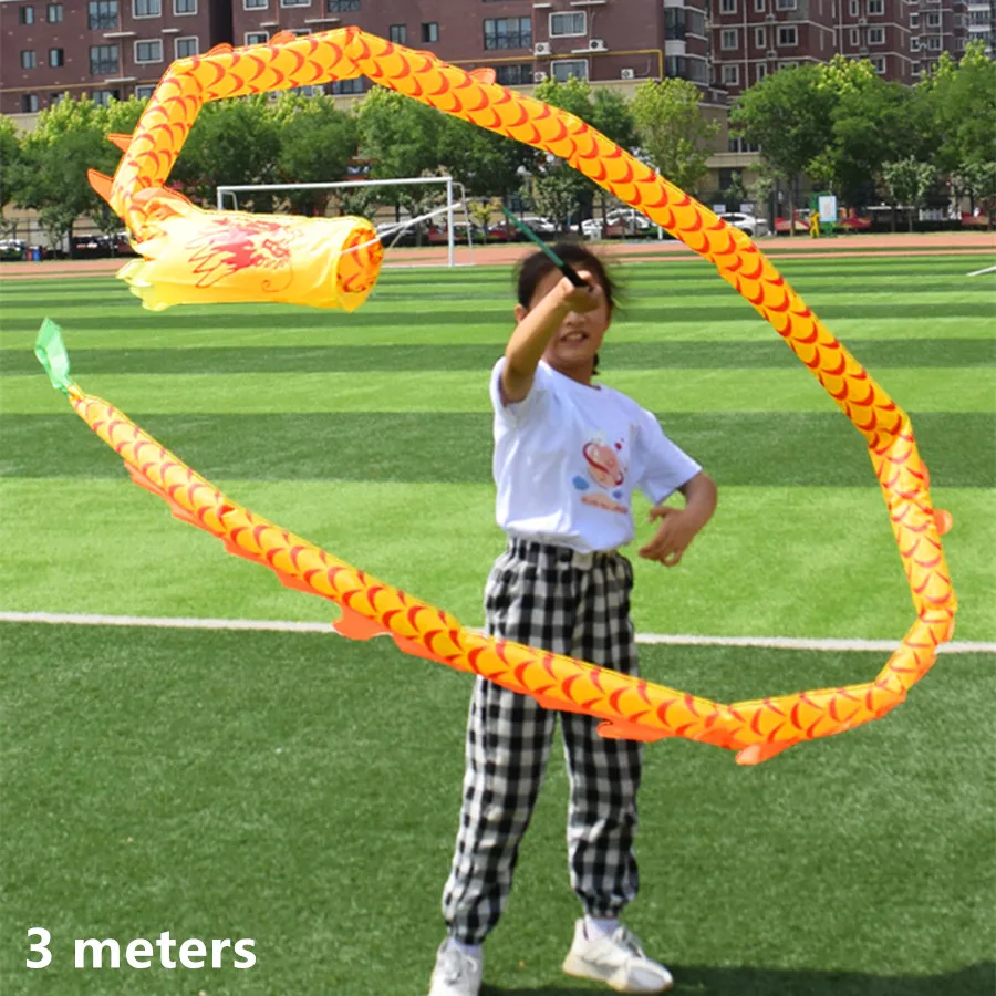 Chinese Diabolo Colored Dragon Dance For Kids Swing Pole Style School Kindergarten Performance Prop Fitness Toys Square Dance