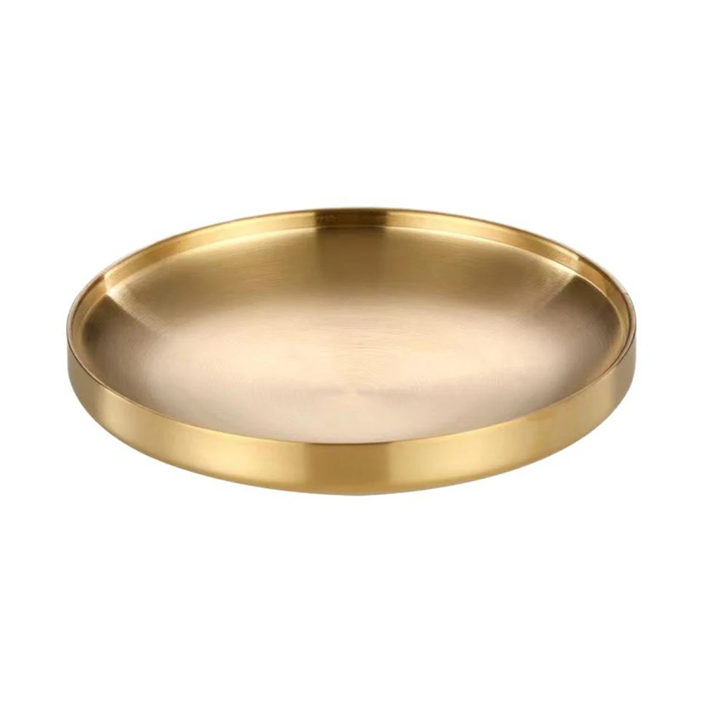 Gold Round Tray Double-layer Round Tray Double-layer Insulation Drop Resistance Non-slip Base For Dining Experience