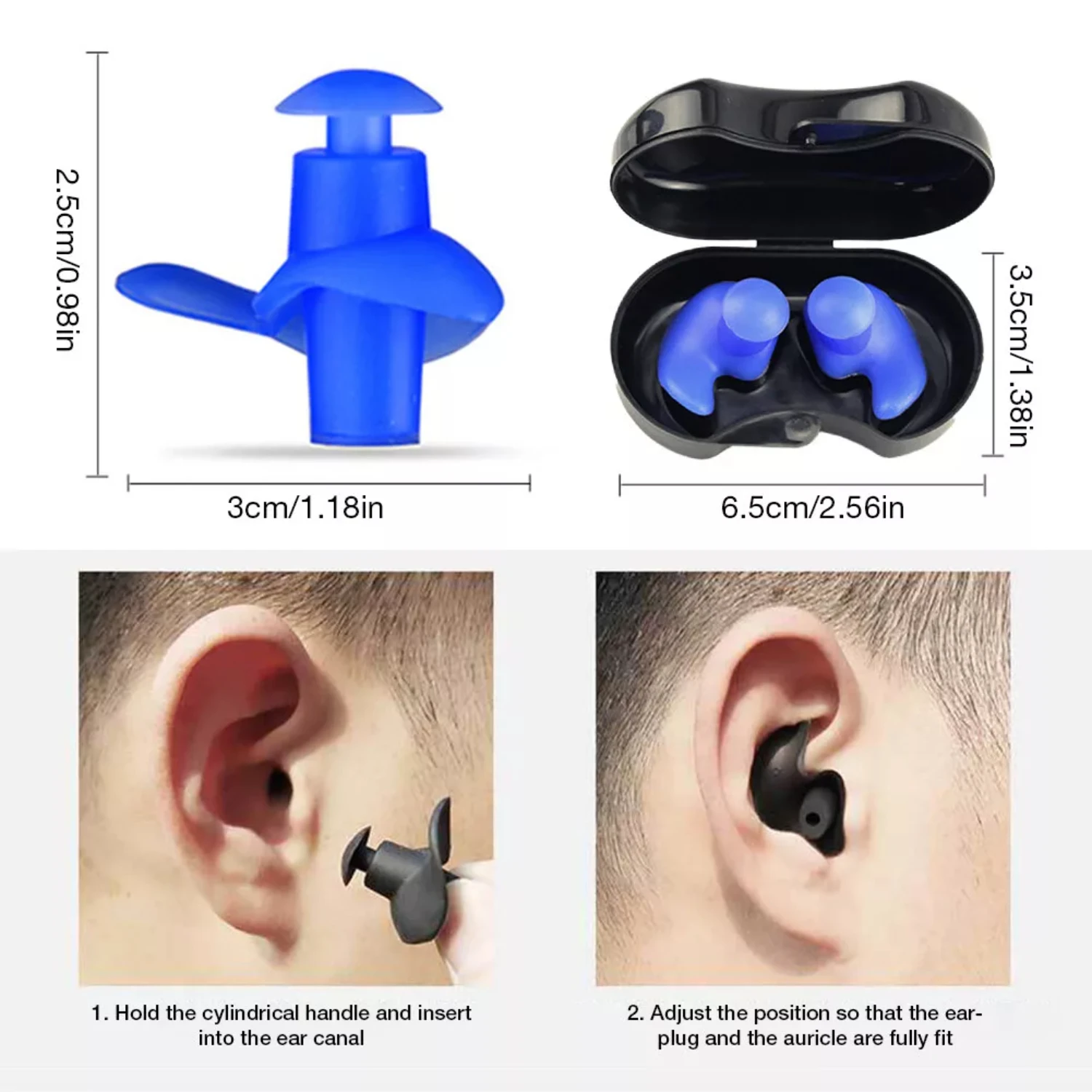 

2 Pair Swimming Earplugs Audible Ear Plugs for Swimming Surfing Diving and Water Swimming nose clip Swimming accessories