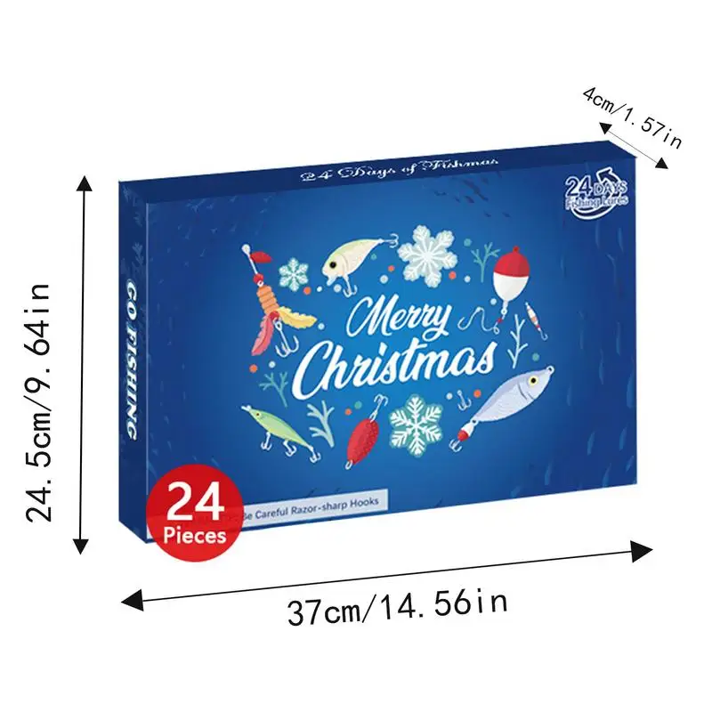 Calendário do advento conjunto de equipamento de pesca 24x calendário de contagem regressiva de natal com iscas de pesca conjunto calendário de contagem regressiva de pesca de natal