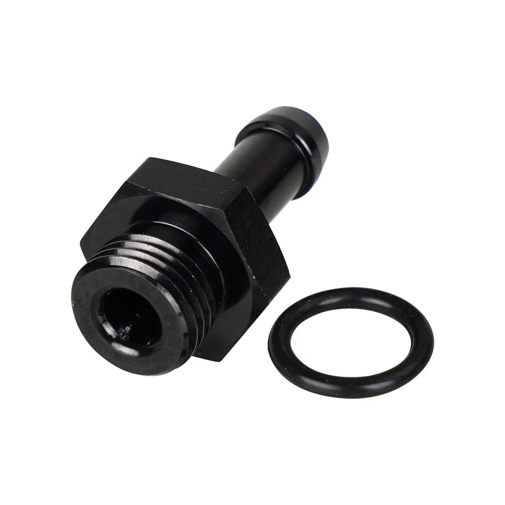 Aluminum Oil Line Fittings AN6 Male to 5/16 Hose Barb Fitting 6AN O-ring Seal Fuel Line Adapter with ORB Washer Black Anodized
