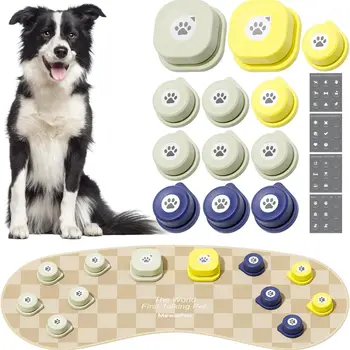 Mewoofun Dog Talking Button Kit Basic Starter Kit Rechargeable Sound Recording Button 12 Packs with Mat Communication