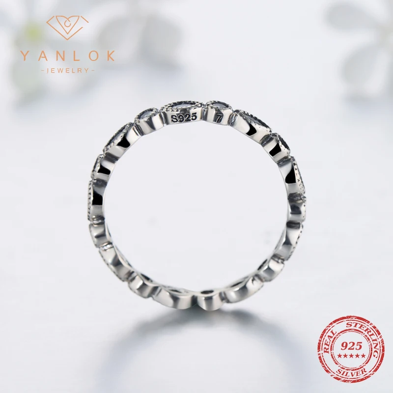 YANLOK Finger engagement rings Authentic 925 Sterling silver Rings for women CZ Sparkling Jewelry  Bague fashion Accessories