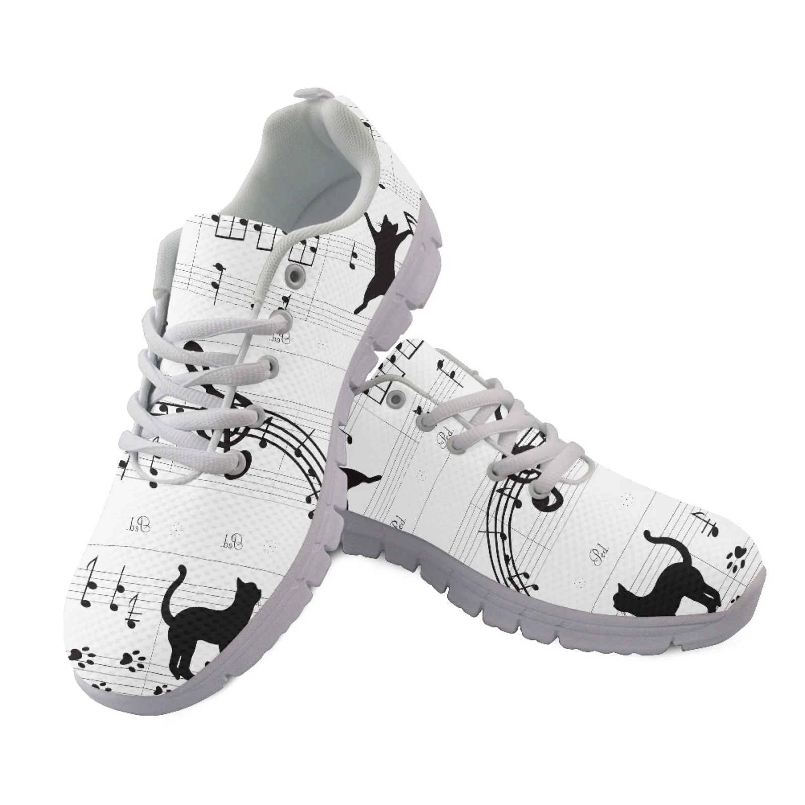 Coloranimal Cat Music Pattern Design New Trend Athletic Sneaker Women Sneakers Breathable Fitness Shoes for Ladies