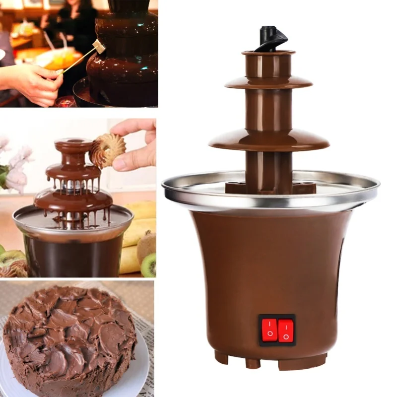 Fuente de chocolate de tres niveles para el hogar, máquina de chocolate fundido, máquina de chocolate lava para derretir chocolate, torre de chocolate