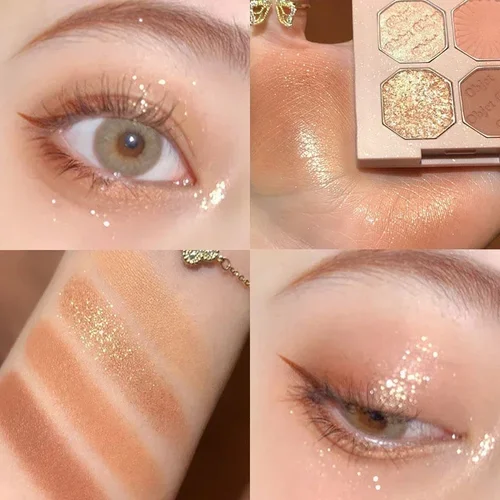 Imagen 2 del producto Paleta de sombra de ojos de 4 colores, maquillaje portátil, resaltado mate, brillo, sombra de ojos brillante, Cosméticos naturales de larga duración, nkeсakatка