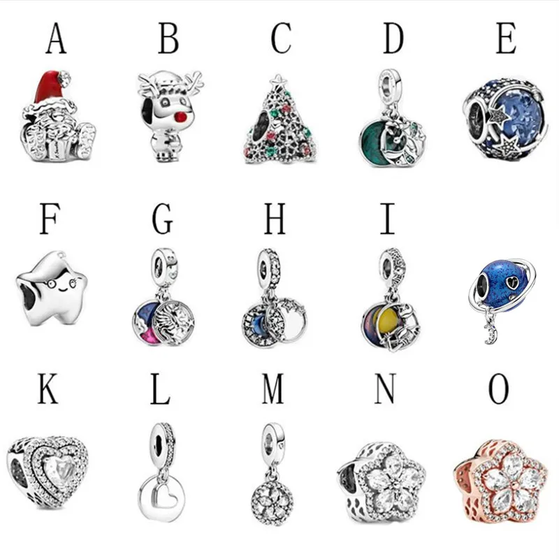 

2020 Winter New 925 Sterling Silver Beads Stars and snowflakes Charm fit Original Pandora Bracelet Christmas Jewelry