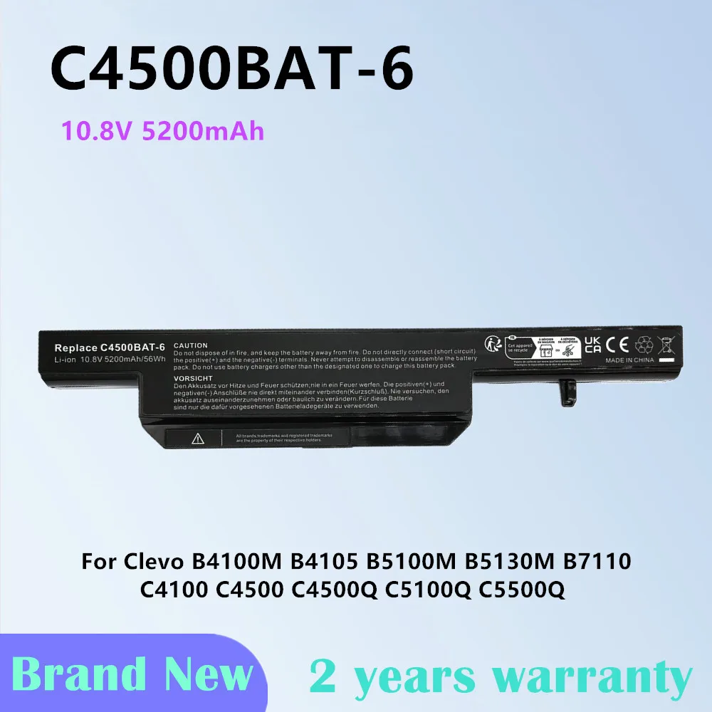 

C4500BAT-6 Аккумулятор для ноутбука Clevo B4100M B5130M C4100 C5100Q B4105 B7110 C4500 C5105 C5505 B5100M B7130 C4500Q C5500Q C5505C
