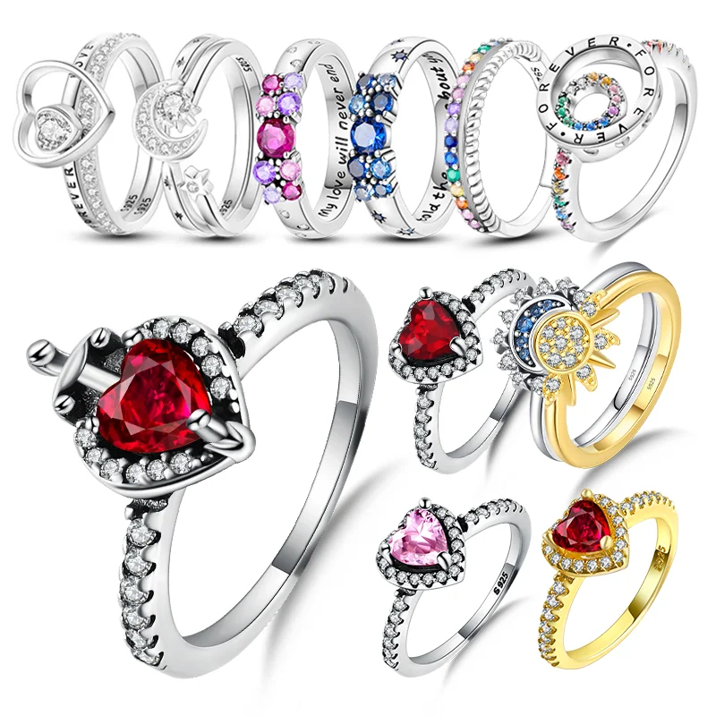시대를 초월한 925 스털링 실버 연인과 자매의 태양 사랑 반지 사랑을 표현하는 로맨틱한 데이트 주얼리
