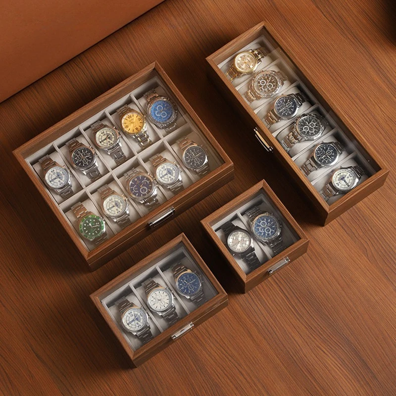 Wood Grain Watch Box 2/3/6/10 Slots Watch Display Case Organizer for Home Watch Storage Collection