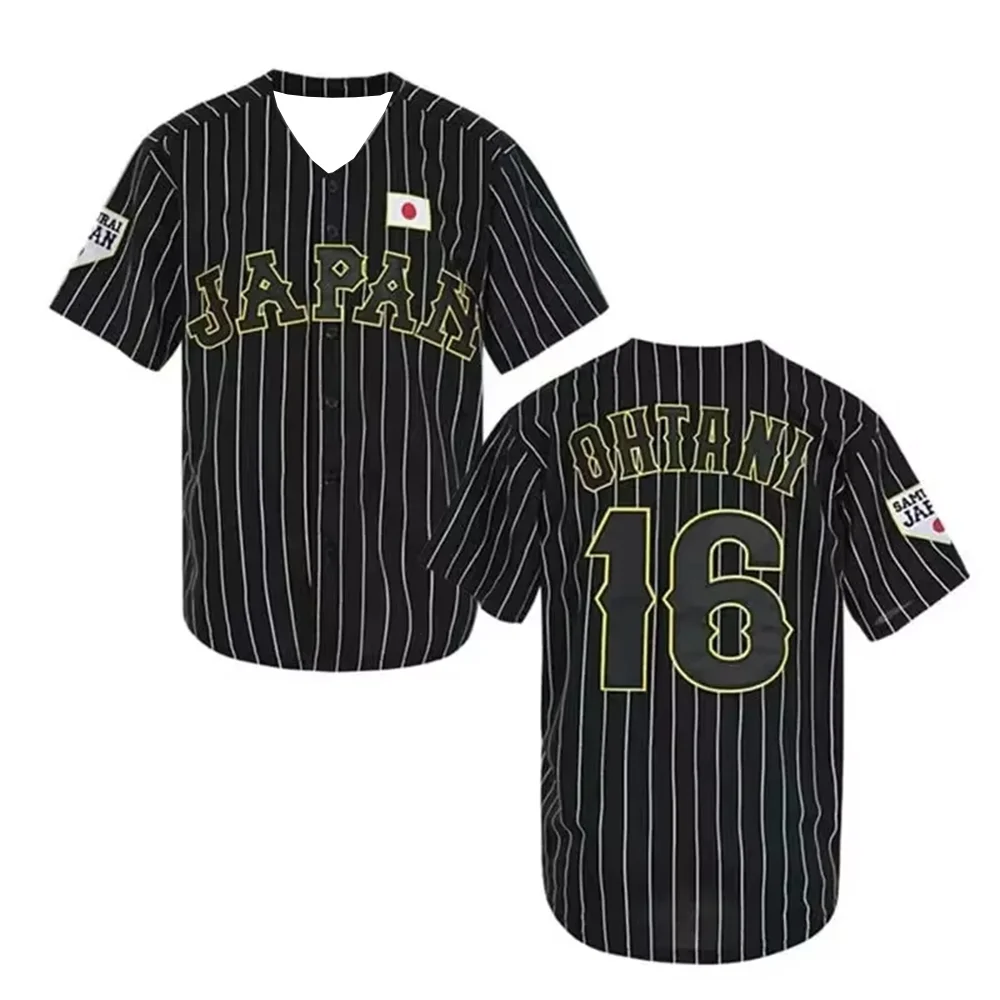 Japanese 16 OHTANI Baseball Jersey Oversized Outdoor Sportswear Striped Quick-Drying Sweat-Absorbing Short-Sleeved T-shirt Top