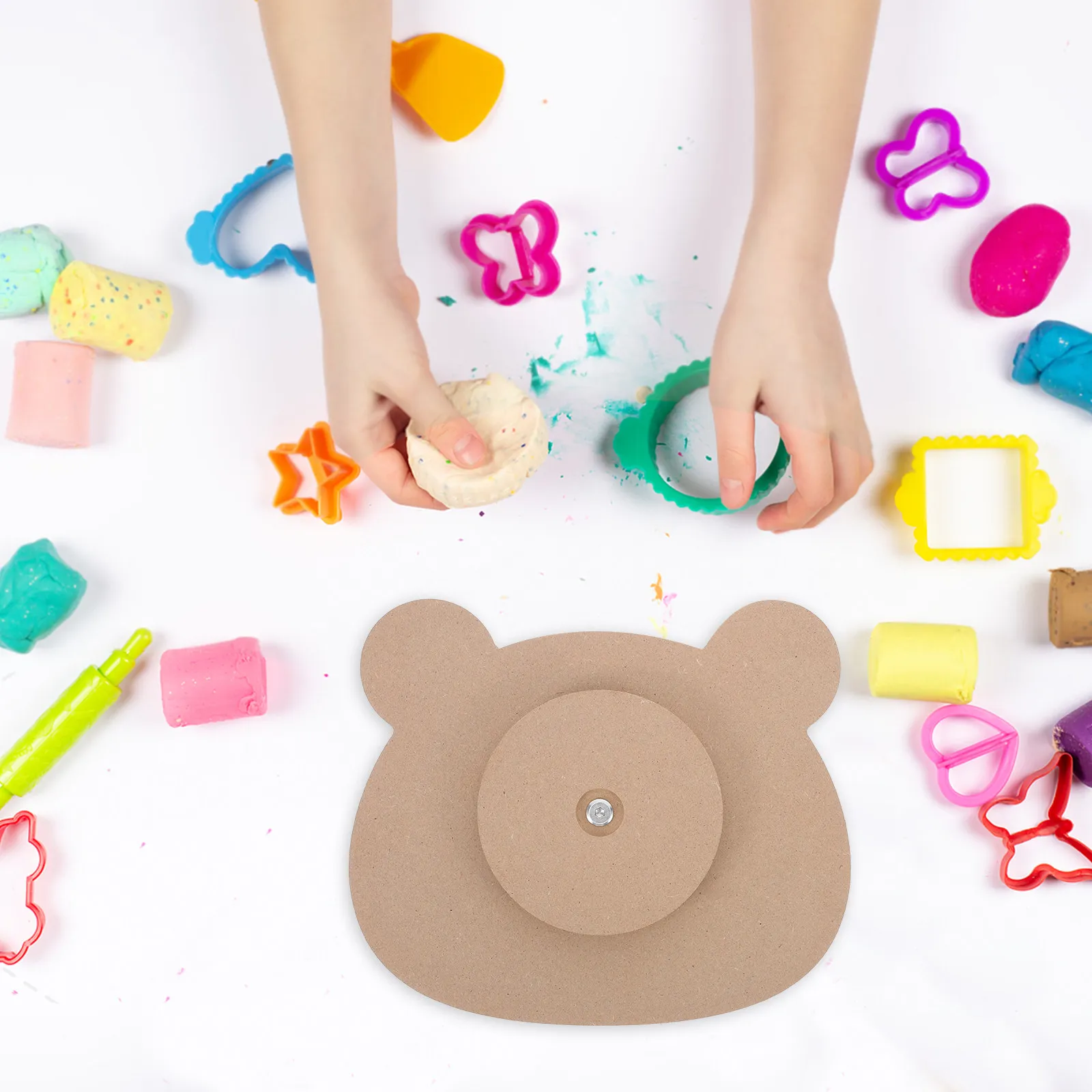 

Многоразовая керамическая форма для тарелок с дизайном медведя, деревянная ручка, для формовки глины, инструменты для гончарного дела, для ручной работы по изготовлению посуды